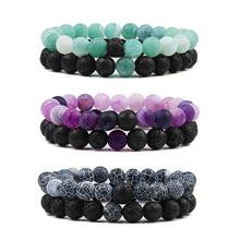Load image into Gallery viewer, PULSERA DE CUENTAS DE OJO DE TIGRE Y LAVA NATURAL