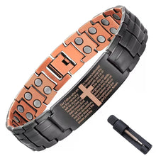 Cargar imagen en el visor de la galería, -PULSERA MAGNETICA COBRE HOMBRE,PADRE NUESTRO