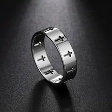 Load image into Gallery viewer, ANILLO DE ACERO CON CRUZ