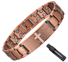 Cargar imagen en el visor de la galería, -PULSERA MAGNETICA COBRE HOMBRE,PADRE NUESTRO