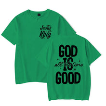 Cargar imagen en el visor de la galería, -CAMISETA UNISEX JESUS ES EL REY Y DIOS ES BUENO
