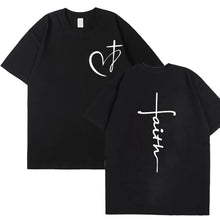 Cargar imagen en el visor de la galería, -CAMISETA CORAZON CRUZ FE
